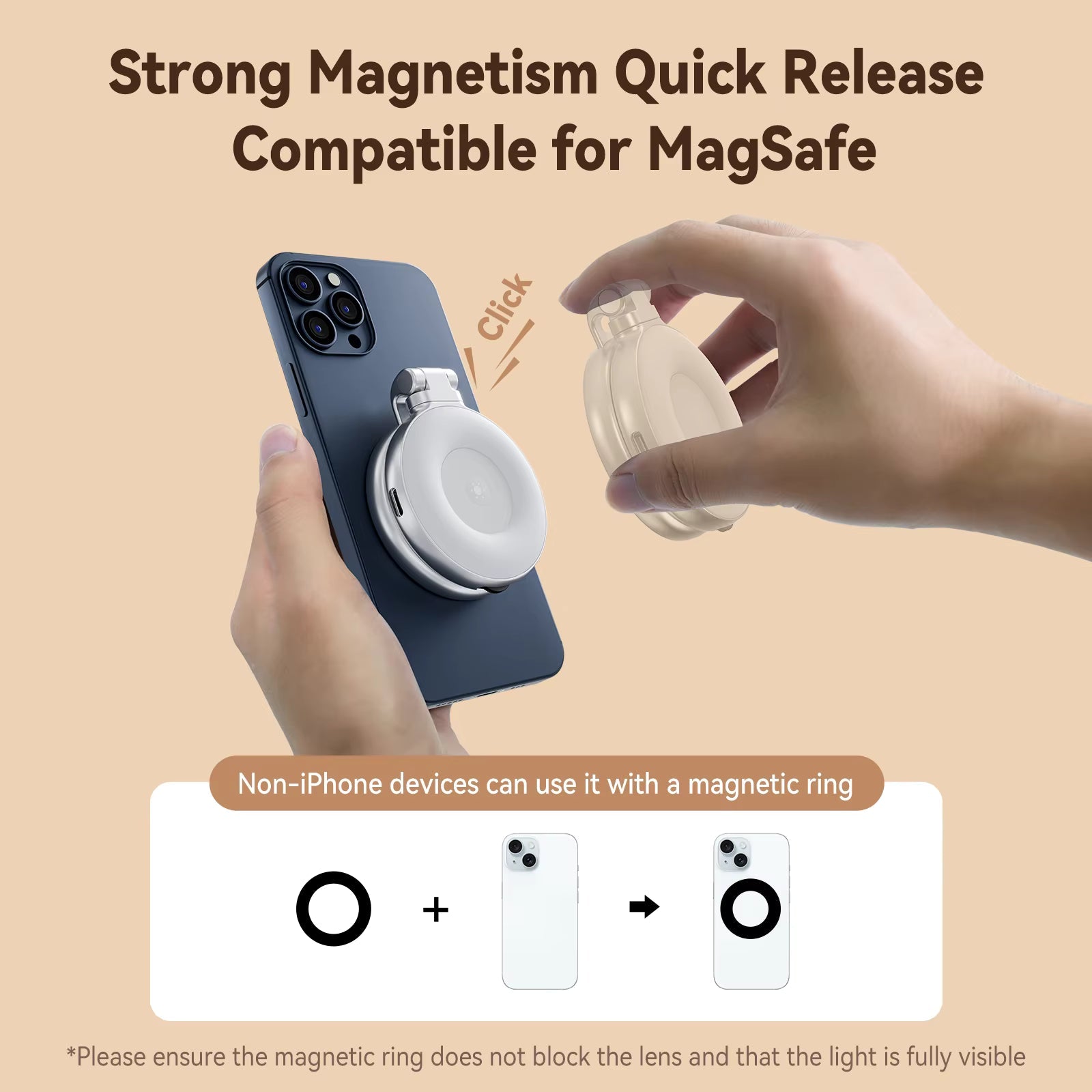 Glowora Magnetic Selfie Light – Portable Rechargeable Phone Light for Selfies, Videos & Calls