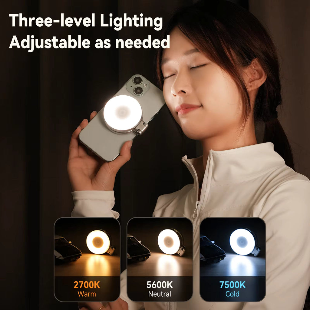 Glowora Magnetic Selfie Light – Portable Rechargeable Phone Light for Selfies, Videos & Calls